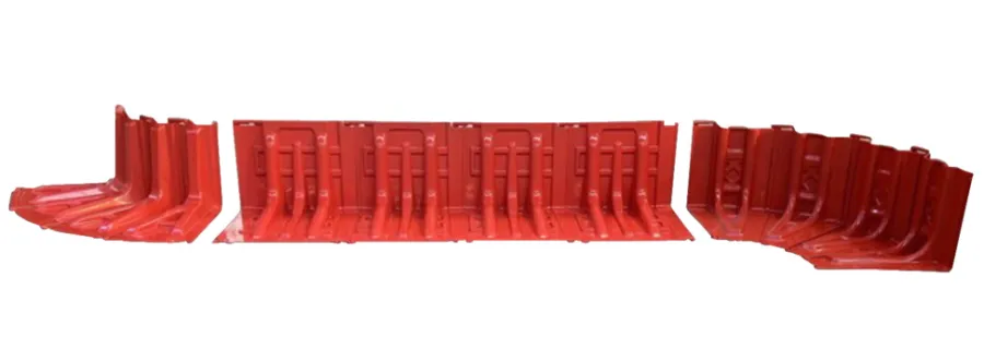 Vandsikring*ABS flodbarriere H: 52 cm udvendig kurve Rød