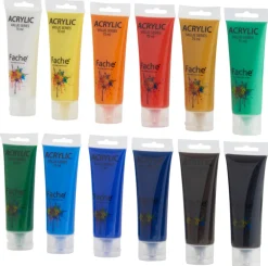 Fache Hobbymaling*Akrylfarver 12 stk. á 75 ml