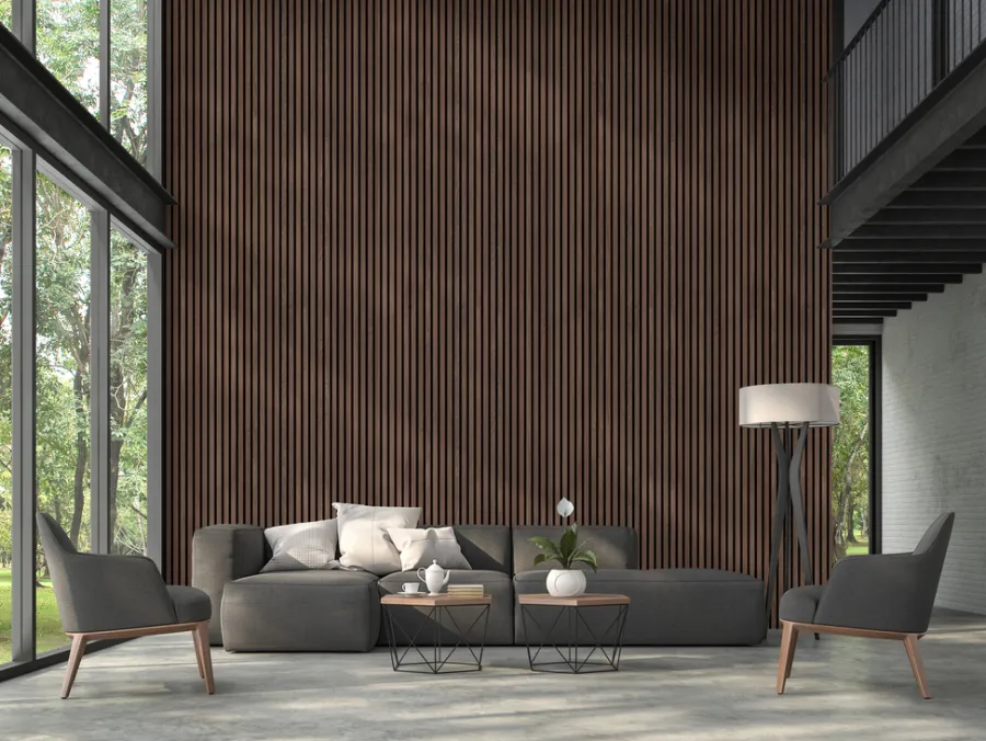 FibroTech Akustikpaneler & Tilbehør|Loftbeklædning*Akustikpanel Proff 22 x 605 x 3000 mm Smoked oak