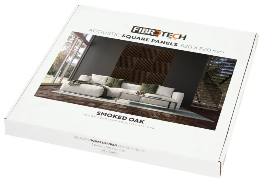 FibroTech Akustikpaneler & Tilbehør*Akustikpanel Square 22 × 520 × 520 mm 2-pk. Smoked oak