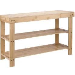 Boligindretning|Reoler & Rumdelere*Bambusbænk m/2 hylder 70 x 25 x 45 cm