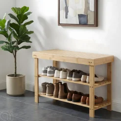 Boligindretning|Reoler & Rumdelere*Bambusbænk m/2 hylder 70 x 25 x 45 cm