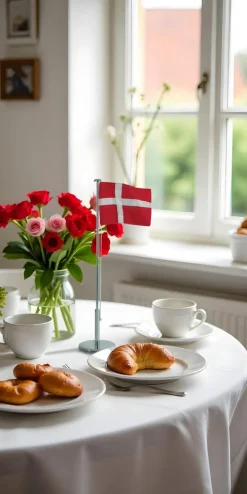Gamle Danmark Pynt & Festudstyr|Flag & Flagstænger*Bordflag dannebrog 42 cm Krom