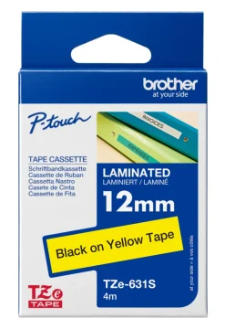 Brother Husholdningsartikler*TZe-631S-tape 12 mm x 4 meter sort/gul