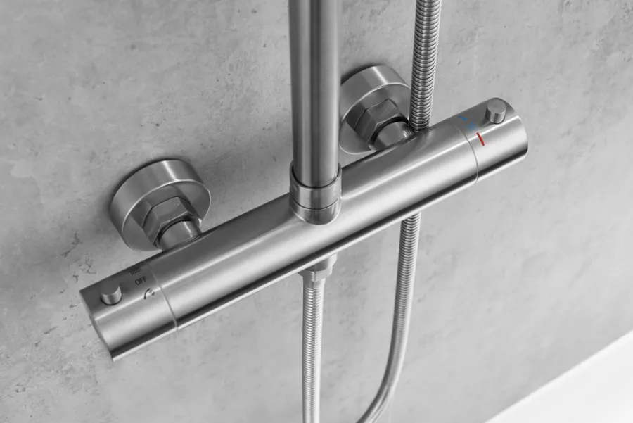 Rainshower Blandingsbatterier Til Bad Og Brus*Brusesæt m/termostat Ø250 mm børstet stål