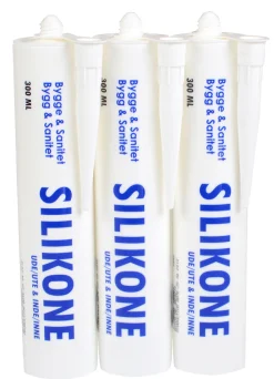 Silikone*Bygge- og sanitetssilikone klar 3 x 300 ml