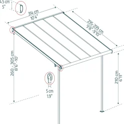 Canopia by Palram Overdækning*Sierra terrasseoverdækning 9,3 m² Ramme Antracit RAL 7016; Tagpaneler Klare
