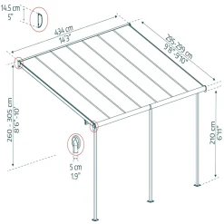 Canopia by Palram Overdækning*Sierra terrasseoverdækning 12,8 m² Ramme Antracit RAL 7016; Tagpaneler Klare
