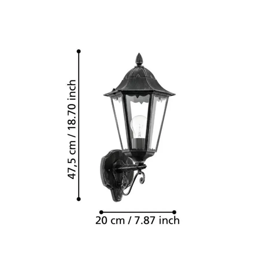 Eglo Udendørslamper*Navedo væglampe opadvendt sort/sølv 47,5 cm Sort og sølv