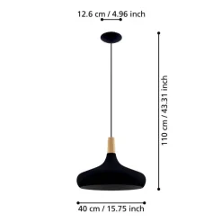 Eglo Loftlamper*Sabinar pendel Ø40 cm Sort/brun