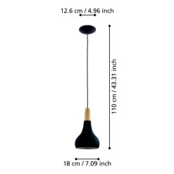 Eglo Loftlamper*Sabinar pendel Ø18 cm Sort/brun