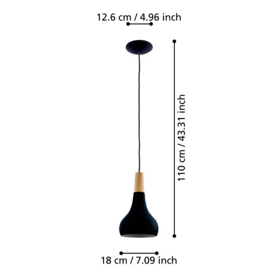Eglo Loftlamper*Sabinar pendel Ø18 cm Sort/brun