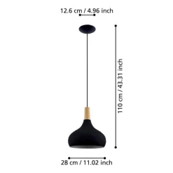 Eglo Loftlamper*Sabinar pendel Ø28 cm Sort/brun