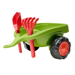 Falk Legetøj*Claas-traktor m/vogn, rive, skovl, rat og horn Rød/grøn/sort