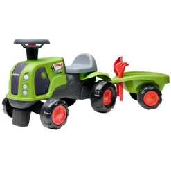 Falk Legetøj*Claas-traktor m/vogn, rive, skovl, rat og horn Rød/grøn/sort