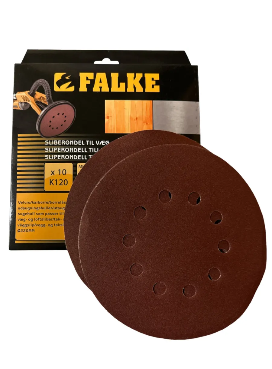 Falke® Sand- & Slibepapir*sliberondel Ø220 mm K120 10-pk.