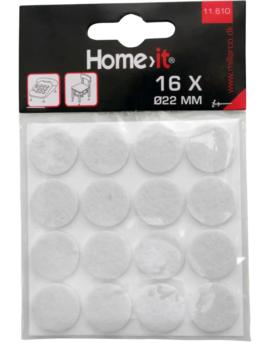 HOME it Filtpuder*Filtpuder selvklæbende Ø22 mm hvid - 16 stk.