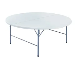Sunlife® Haveborde*Foldebord Ø180 cm plast/stål hvid - Hvid/sort