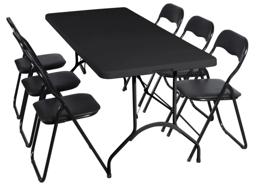 Telte & Campingmøbler|Haveborde*Foldebord metal/plast 180 x 75 cm Sort