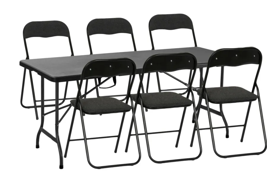 Telte & Campingmøbler|Haveborde*Foldebord metal/plast 180 x 75 cm Sort