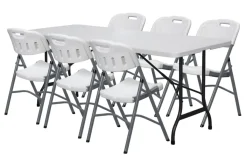 Telte & Campingmøbler|Haveborde*Foldebord stål/plast 180 x 75 cm Hvid