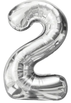 Pynt & Festudstyr*Folieballon nummer 2 H60 cm sølv