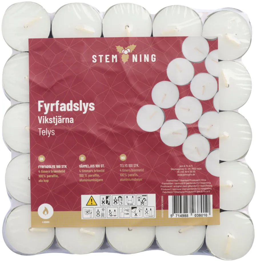 Stemning® Dekorativ Belysning - Indendørs*Fyrfadslys Ø3,7 cm 100 stk.