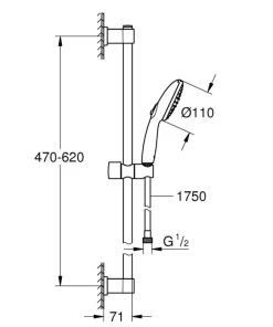 Grohe Brusehoveder & -Slanger*Vitalio Start Ø110 mm brusestangsæt sort Mat sort