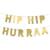 Pynt & Festudstyr*Guirlande i guld glitter med Hip Hip Hurra