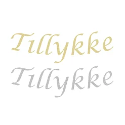 Pynt & Festudstyr*Guirlande i sølv eller guld glitter med Tillykke