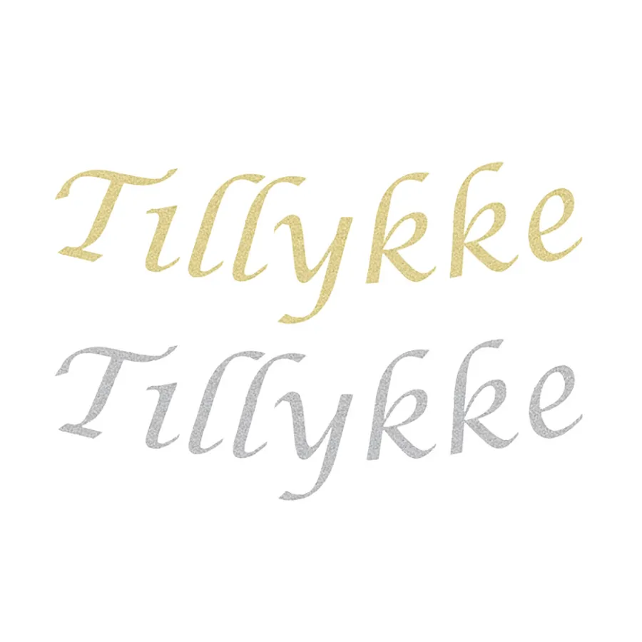 Pynt & Festudstyr*Guirlande i sølv eller guld glitter med Tillykke