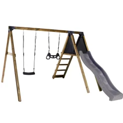 Nordic Play Gynger*Gyngestativ m/platform og rutsjebane - Træ