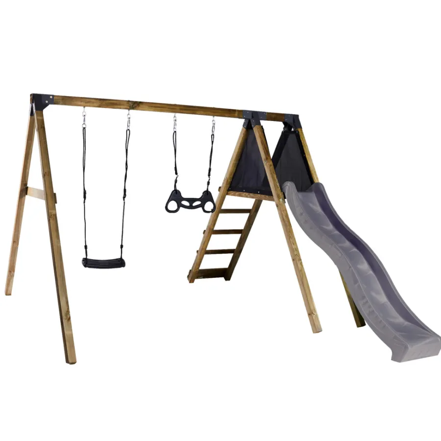 Nordic Play Gynger*Gyngestativ m/platform og rutsjebane - Træ