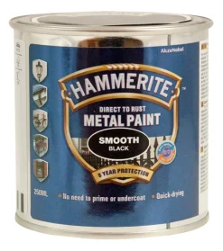 Hammerite Metalmaling Udendørs|Træ- & Metalmaling*metalmaling glat effekt 250 ml Sort