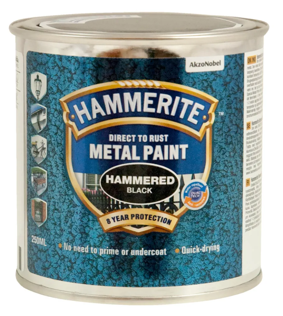 Hammerite Metalmaling Udendørs|Træ- & Metalmaling*metalmaling hammereffekt 250 ml Sort