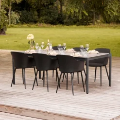 Haveborde*Havebord 205 x 104 cm i Grey Stone Look Sort
