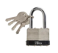 The lock Hængelåse*Hængelås Heavy Duty m/fire nøgler 45 mm Sølv