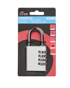 The lock Hængelåse*Hængelås m/kode 40 mm aluminium Sølv