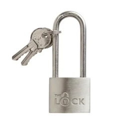 The lock Hængelåse*Hængelås m/to nøgler lang model 40 mm rustfrit stål Sølv