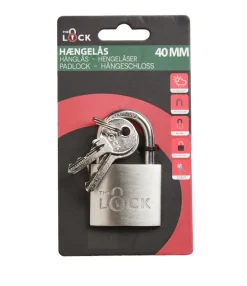 The lock Hængelåse*Hængelås m/to nøgler 40 mm rustfrit stål Sølv