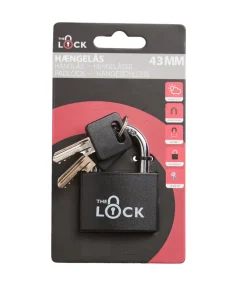 The lock Hængelåse*Hængelås m/to nøgler 43 mm aluminium Sort