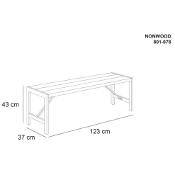 HORTUS Havebænke*bænk H-model nonwood 123 cm antracitgrå