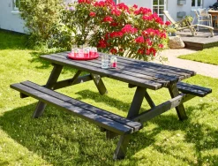 HORTUS Bord/Bænkesæt*bord-/bænkesæt fyrretræ sort 177 x 155 cm sort (grundmalet)