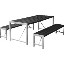 HORTUS Bord/Bænkesæt*bord m/to bænke H-model sort sort (grundmalet)