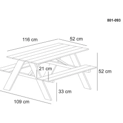 HORTUS Bord/Bænkesæt*model A bord-/bænkesæt til børn nonwood/aluminium sort