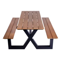 HORTUS Bord/Bænkesæt*X-model nonwood/alu 176 x 151 cm Teak og antracit