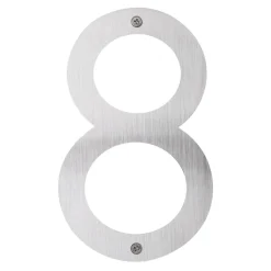 Husnumre & -Bogstaver*Husnummer 8 rustfrit stål 25 cm