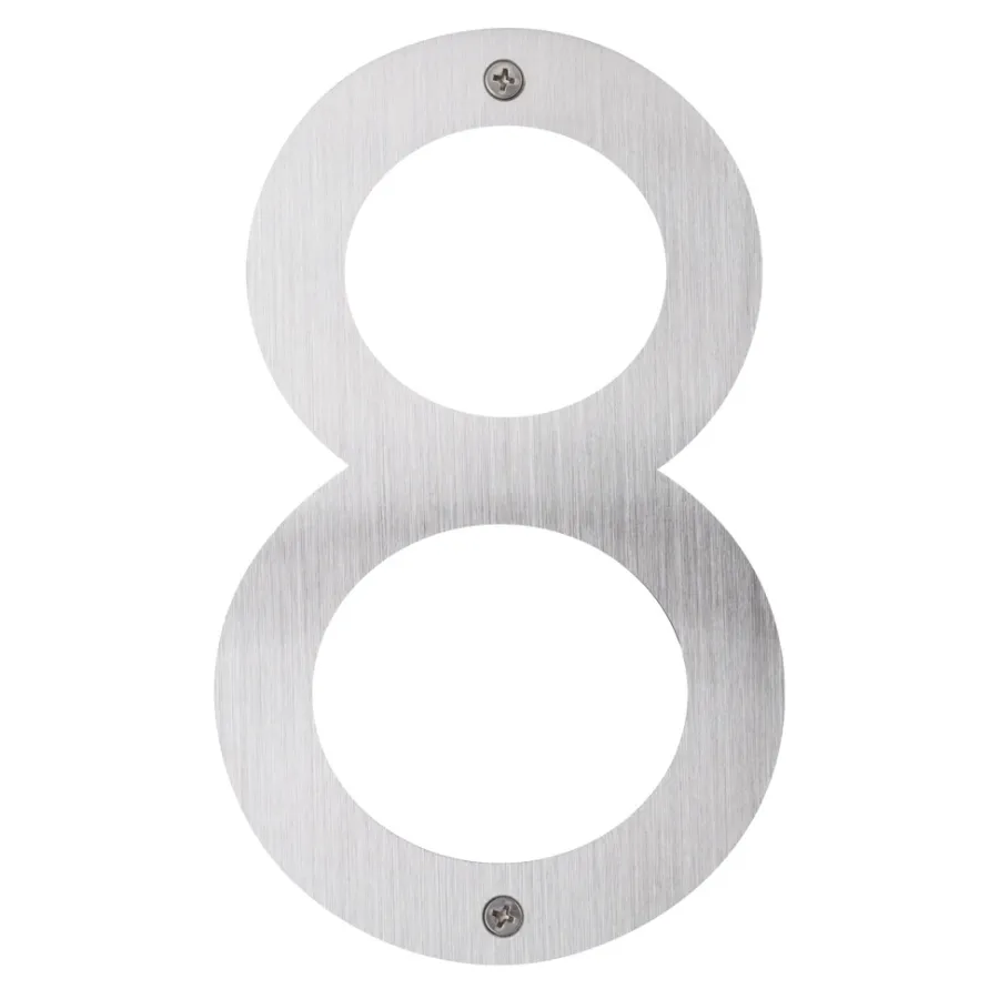 Husnumre & -Bogstaver*Husnummer 8 rustfrit stål 25 cm