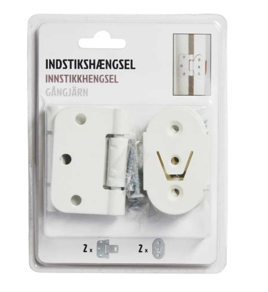 Greb & Hængsler*Indstikshængsel sæt hvid 2 stk.