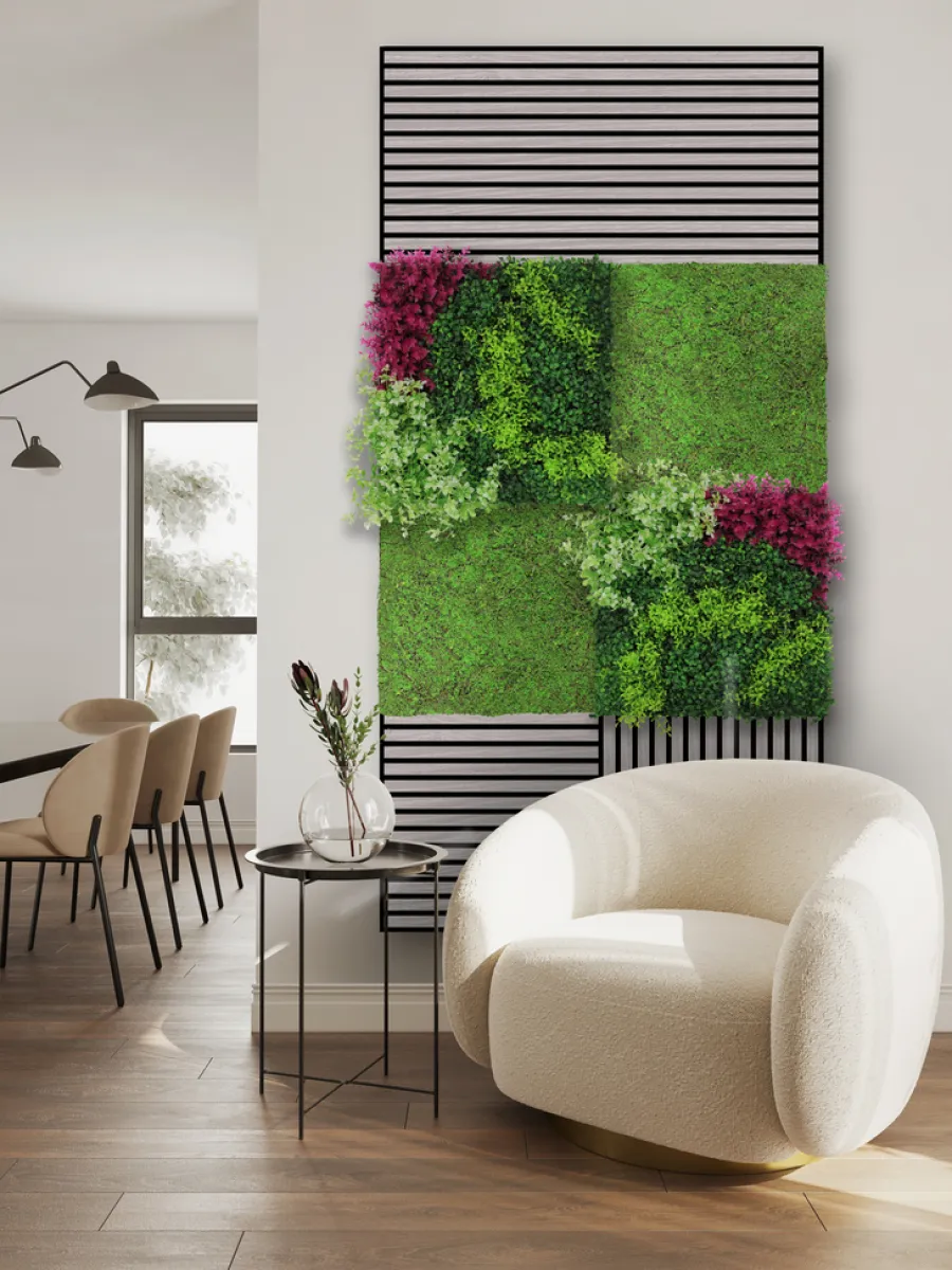 Jangal Grønne Vægpaneler|Akustikpaneler & Tilbehør*Modular Wall plantepanel 52 x 52 cm - Pink Mix